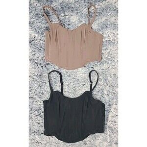 Bundle Gilly Hicks Corset Bustier Tops  Size M Black & Taupe/Light Brown Fitted